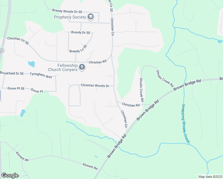 map of restaurants, bars, coffee shops, grocery stores, and more near 5 Christian Woods Drive in Conyers