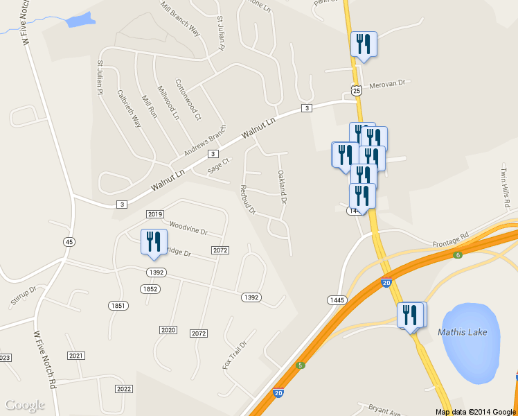 map of restaurants, bars, coffee shops, grocery stores, and more near 261 Redbud Drive in North Augusta