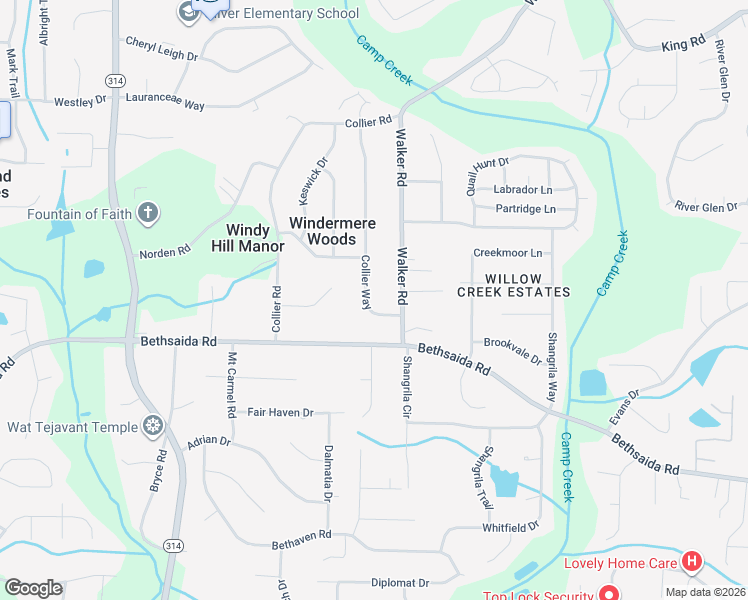 map of restaurants, bars, coffee shops, grocery stores, and more near 6843 Collier Way in Riverdale