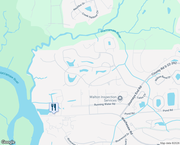 map of restaurants, bars, coffee shops, grocery stores, and more near 10 Caleb Court in Murrells Inlet