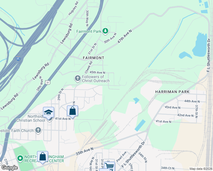 map of restaurants, bars, coffee shops, grocery stores, and more near 3040 44th Avenue North in Birmingham