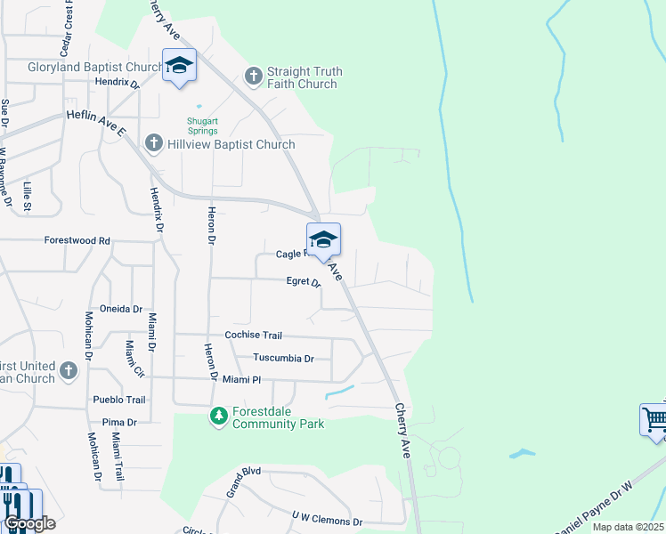 map of restaurants, bars, coffee shops, grocery stores, and more near 1528 Cherry Avenue in Birmingham