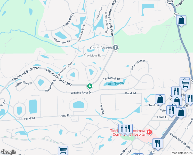 map of restaurants, bars, coffee shops, grocery stores, and more near 122 Summerlight Drive in Murrells Inlet