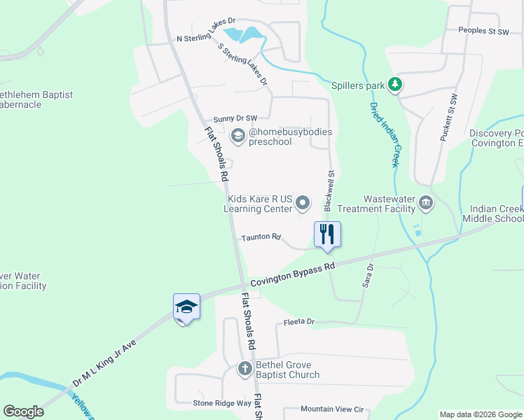 map of restaurants, bars, coffee shops, grocery stores, and more near 10 Malloy Court in Covington