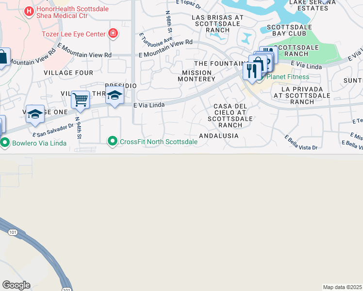 map of restaurants, bars, coffee shops, grocery stores, and more near 9802 East Doubletree Ranch Road in Scottsdale