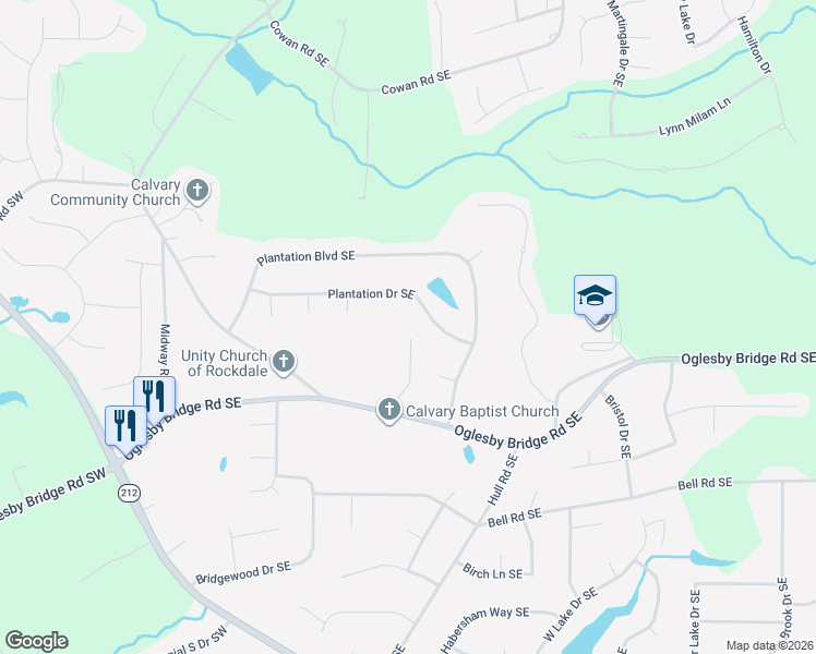 map of restaurants, bars, coffee shops, grocery stores, and more near 4671 Pembrooke Court Southeast in Conyers