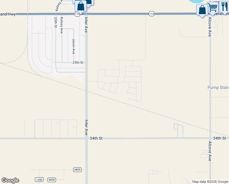 map of restaurants, bars, coffee shops, grocery stores, and more near 2502 Inler Avenue in Lubbock