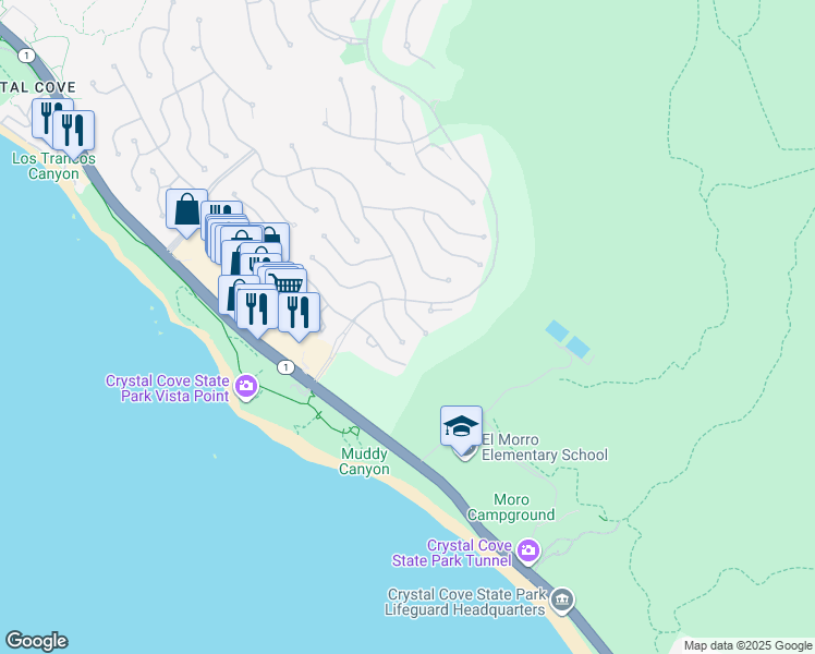 map of restaurants, bars, coffee shops, grocery stores, and more near 110 Archipelago Drive in Newport Beach