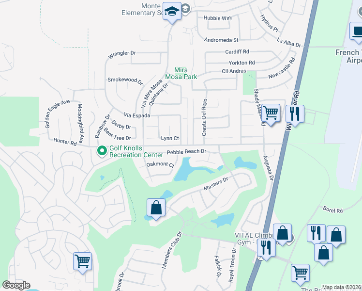map of restaurants, bars, coffee shops, grocery stores, and more near Hunter Road & Spur Drive in Murrieta