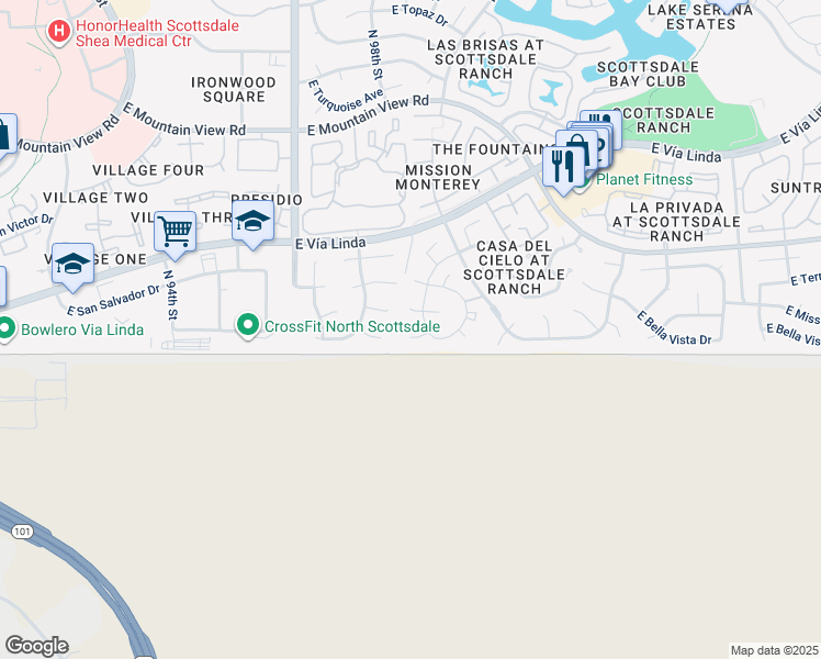 map of restaurants, bars, coffee shops, grocery stores, and more near 9802 East Doubletree Ranch Road in Scottsdale