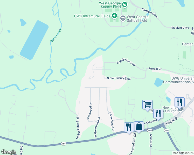 map of restaurants, bars, coffee shops, grocery stores, and more near 202 Hickory Chase in Carrollton