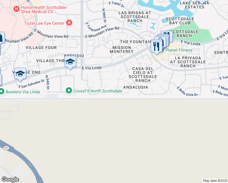map of restaurants, bars, coffee shops, grocery stores, and more near 9802 East Doubletree Ranch Road in Scottsdale