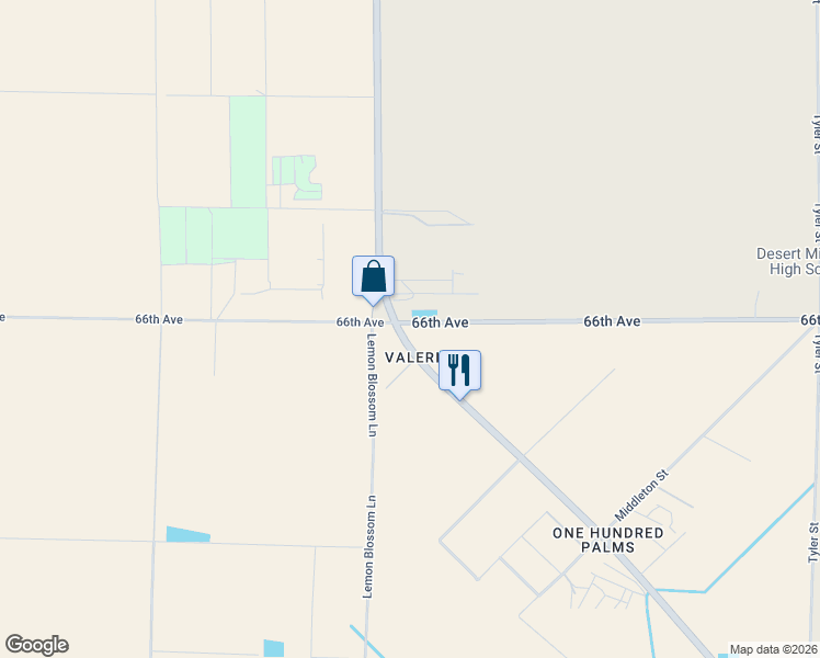 map of restaurants, bars, coffee shops, grocery stores, and more near 66180 Highway 86 in Thermal