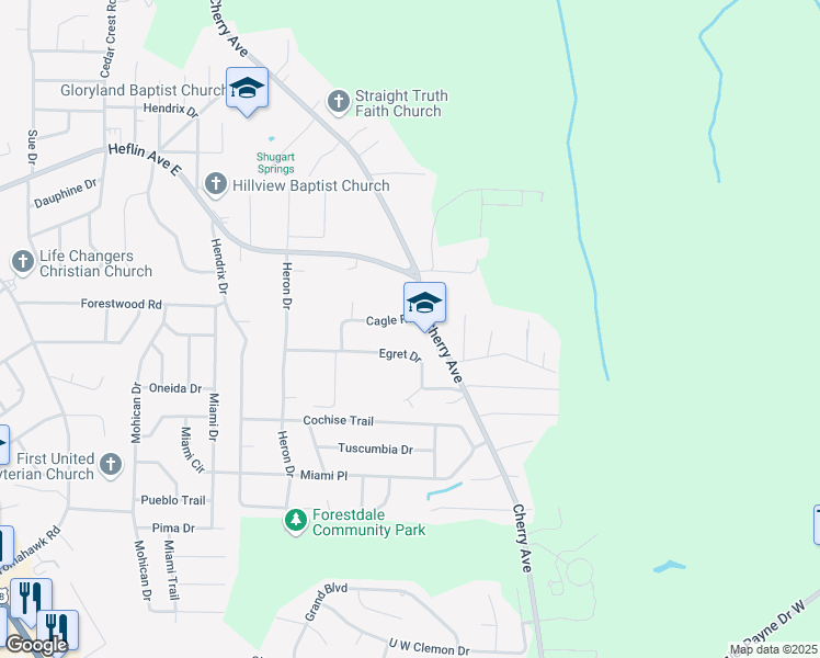 map of restaurants, bars, coffee shops, grocery stores, and more near 1528 Cherry Avenue in Birmingham
