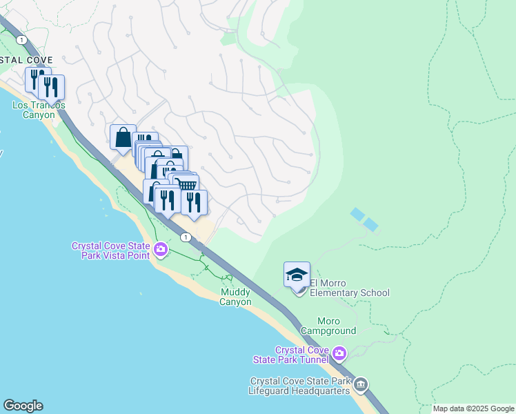 map of restaurants, bars, coffee shops, grocery stores, and more near 106 Archipelago Drive in Newport Beach