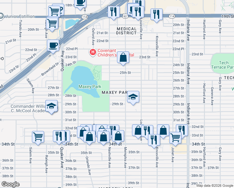 map of restaurants, bars, coffee shops, grocery stores, and more near in Lubbock