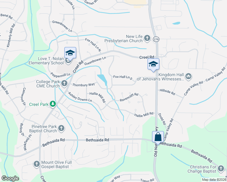 map of restaurants, bars, coffee shops, grocery stores, and more near 6860 Earlhurst Road in College Park