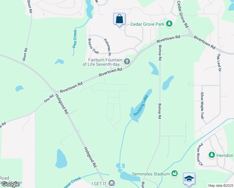 map of restaurants, bars, coffee shops, grocery stores, and more near 6902 Winchester Place in Fairburn