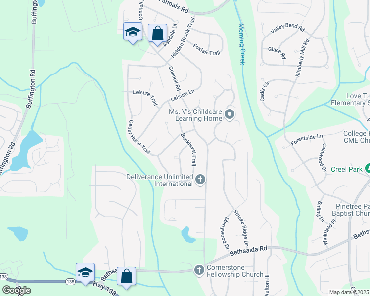 map of restaurants, bars, coffee shops, grocery stores, and more near 1130 Buckhurst Drive in Atlanta