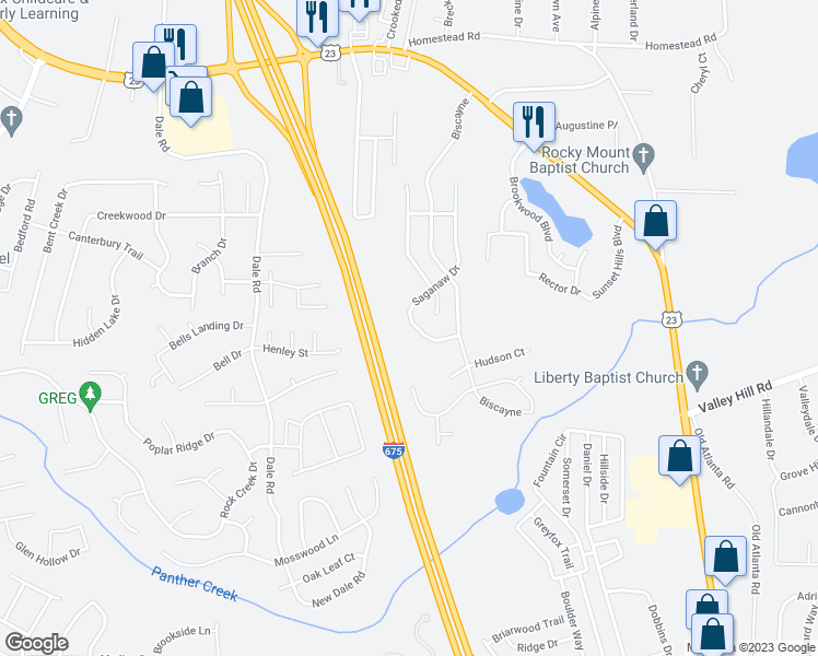 map of restaurants, bars, coffee shops, grocery stores, and more near 6795 Saganaw Drive in Rex