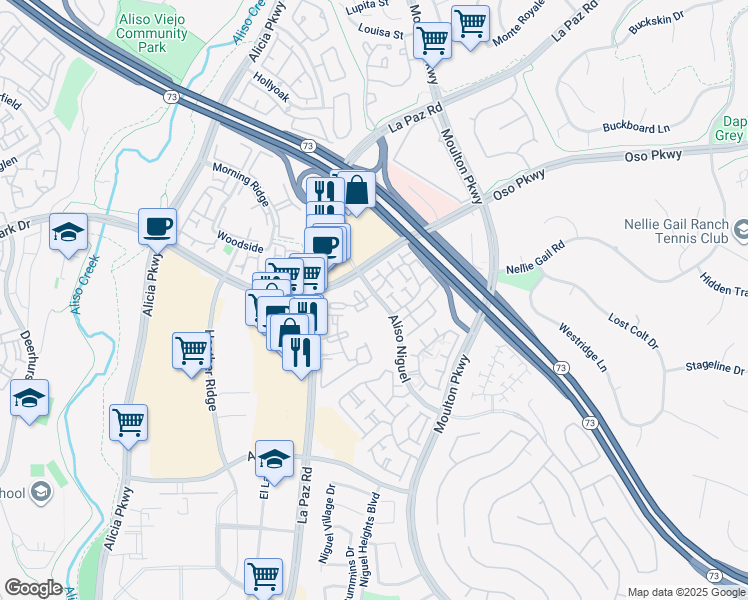map of restaurants, bars, coffee shops, grocery stores, and more near 24378 El Pilar in Laguna Niguel
