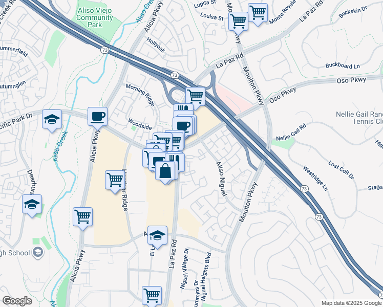 map of restaurants, bars, coffee shops, grocery stores, and more near 24245 El Pilar in Laguna Niguel