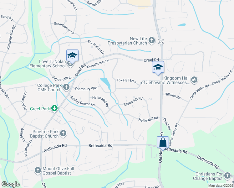 map of restaurants, bars, coffee shops, grocery stores, and more near 6860 Earlhurst Road in College Park