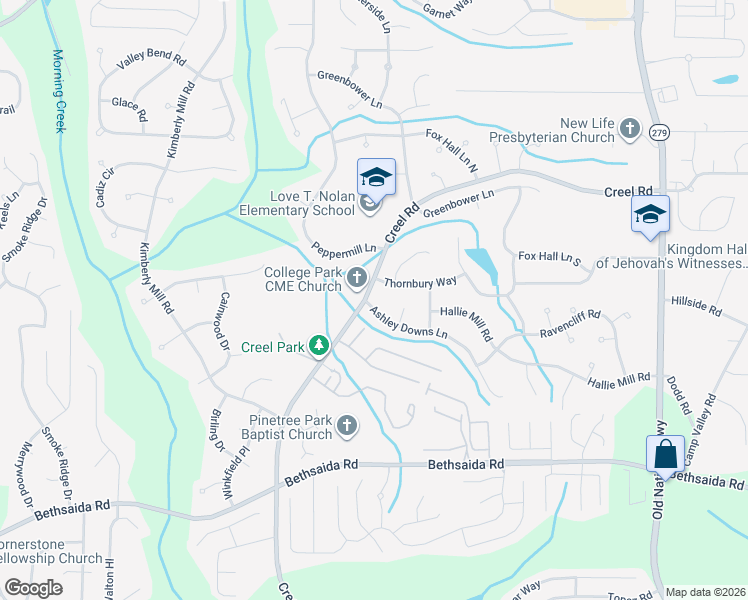 map of restaurants, bars, coffee shops, grocery stores, and more near 19 Pine Cone Court in Atlanta