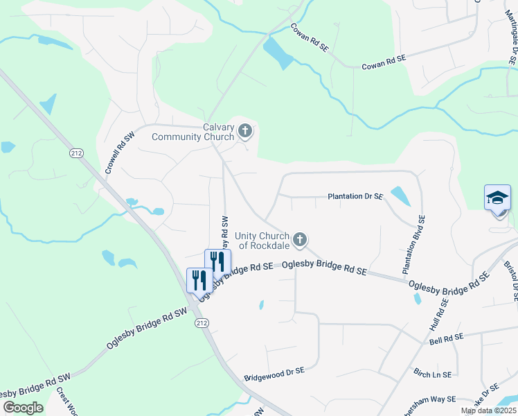 map of restaurants, bars, coffee shops, grocery stores, and more near 146 Crowell Road Southeast in Conyers
