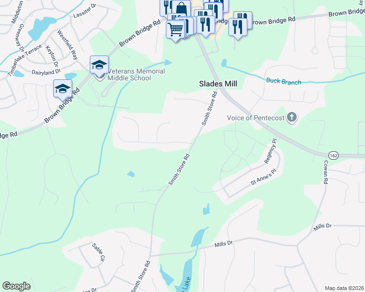 map of restaurants, bars, coffee shops, grocery stores, and more near 25 Heritage Way in Covington