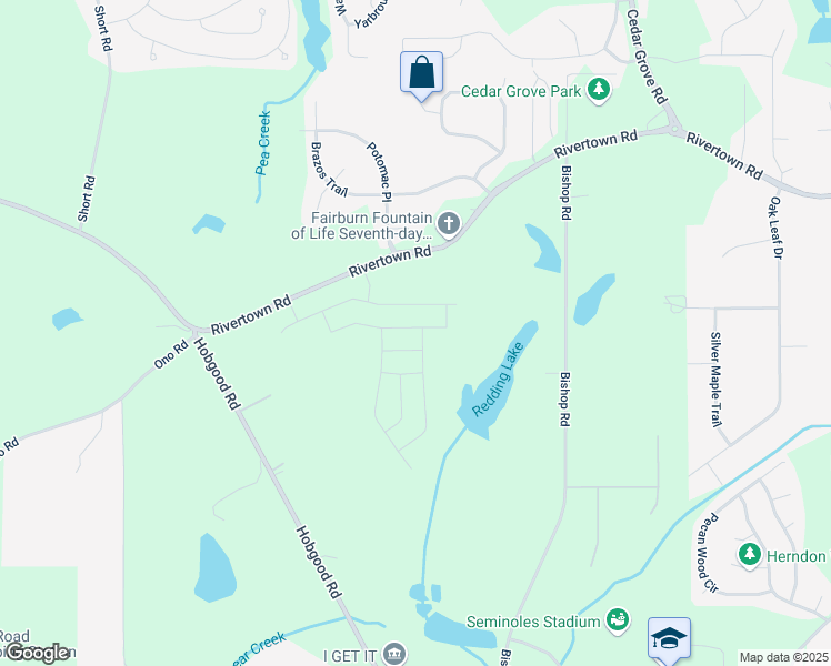 map of restaurants, bars, coffee shops, grocery stores, and more near 6900 Winchester Place in Fairburn