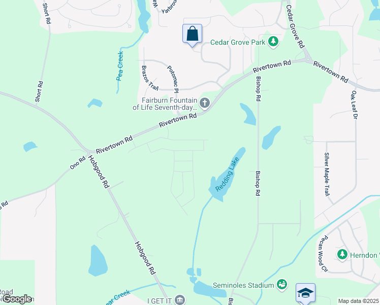 map of restaurants, bars, coffee shops, grocery stores, and more near 6900 Winchester Place in Fairburn