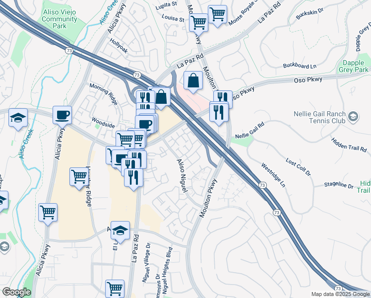 map of restaurants, bars, coffee shops, grocery stores, and more near 24455 Via Pansa in Laguna Niguel