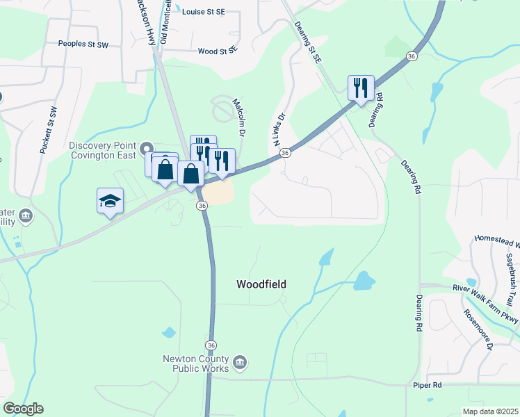 map of restaurants, bars, coffee shops, grocery stores, and more near 10 Bunker Lane in Covington