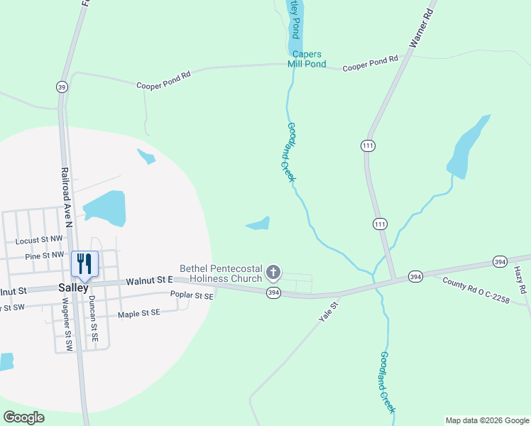 map of restaurants, bars, coffee shops, grocery stores, and more near 3021 Salley Road in Salley