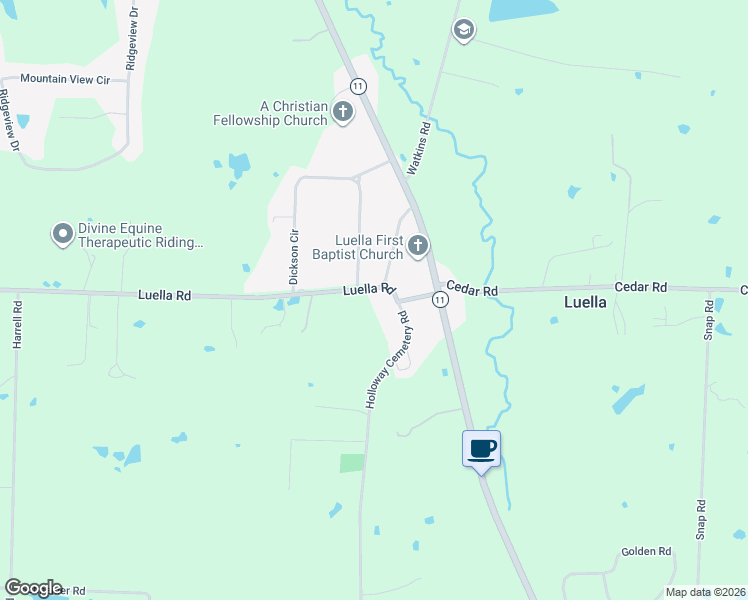 map of restaurants, bars, coffee shops, grocery stores, and more near 3564 Luella Road in Sherman