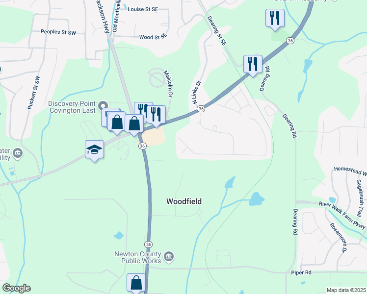 map of restaurants, bars, coffee shops, grocery stores, and more near 10 Bunker Lane in Covington