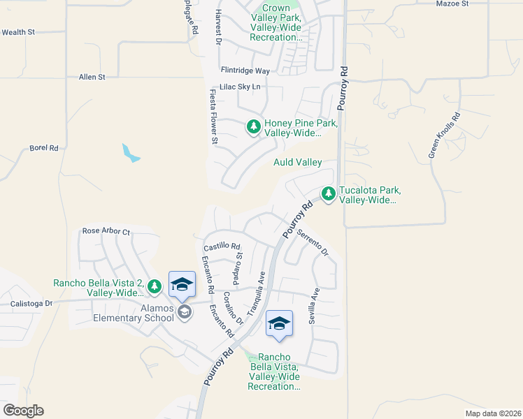 map of restaurants, bars, coffee shops, grocery stores, and more near 31700 Serrento Drive in Murrieta