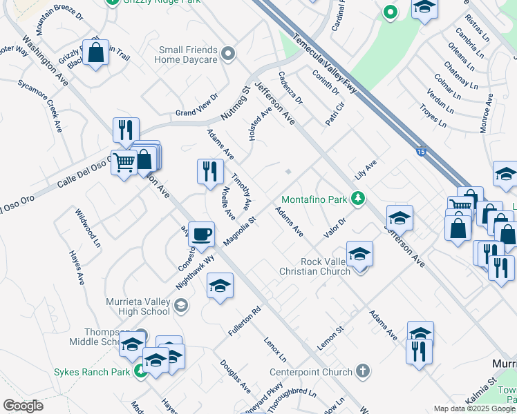 map of restaurants, bars, coffee shops, grocery stores, and more near 41851 Jennifer Court in Murrieta