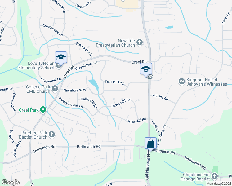 map of restaurants, bars, coffee shops, grocery stores, and more near 2540 Thornton Drive in Atlanta