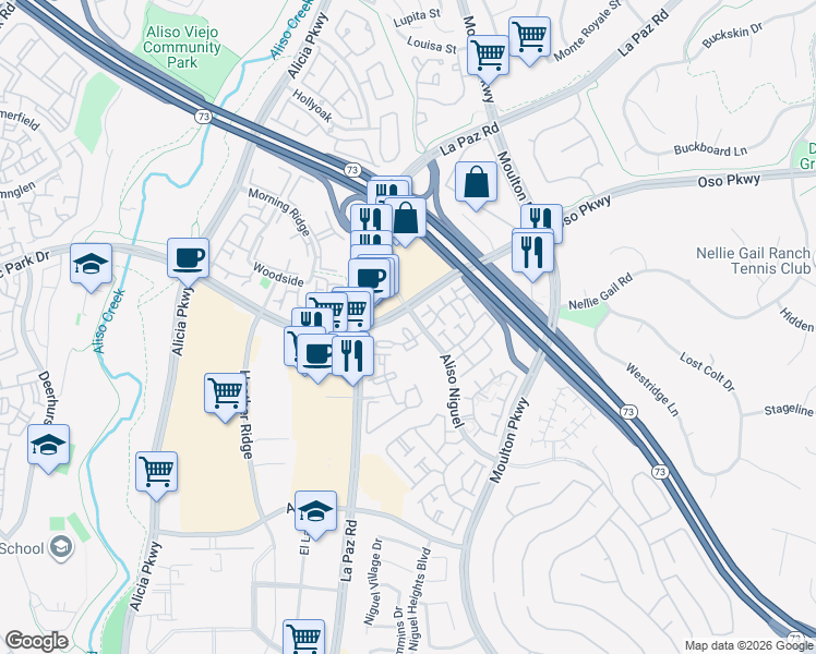 map of restaurants, bars, coffee shops, grocery stores, and more near in Laguna Niguel