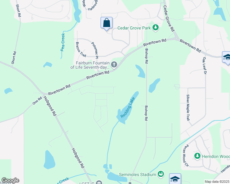 map of restaurants, bars, coffee shops, grocery stores, and more near 6897 Plymouth Drive in Fairburn