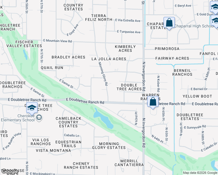 map of restaurants, bars, coffee shops, grocery stores, and more near 905 Morning Glory Road in Paradise Valley