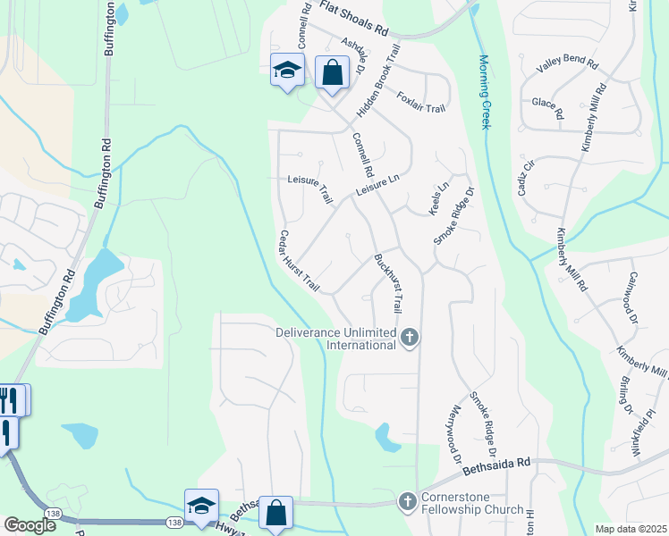 map of restaurants, bars, coffee shops, grocery stores, and more near 235 Hurst Point in Atlanta