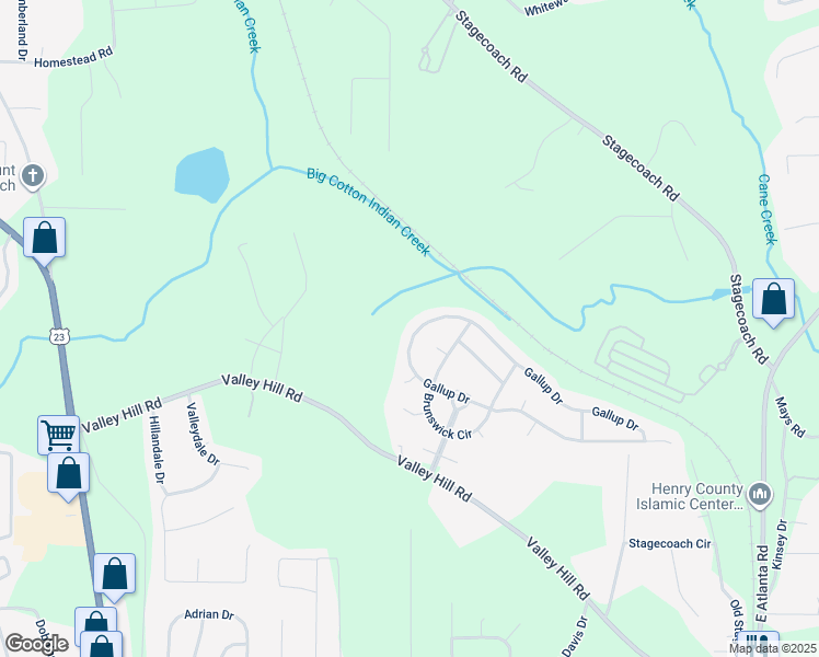 map of restaurants, bars, coffee shops, grocery stores, and more near 1716 Gallup Drive in Stockbridge