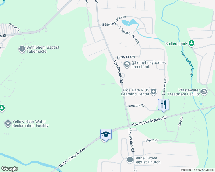 map of restaurants, bars, coffee shops, grocery stores, and more near 65 Bennett Road in Covington