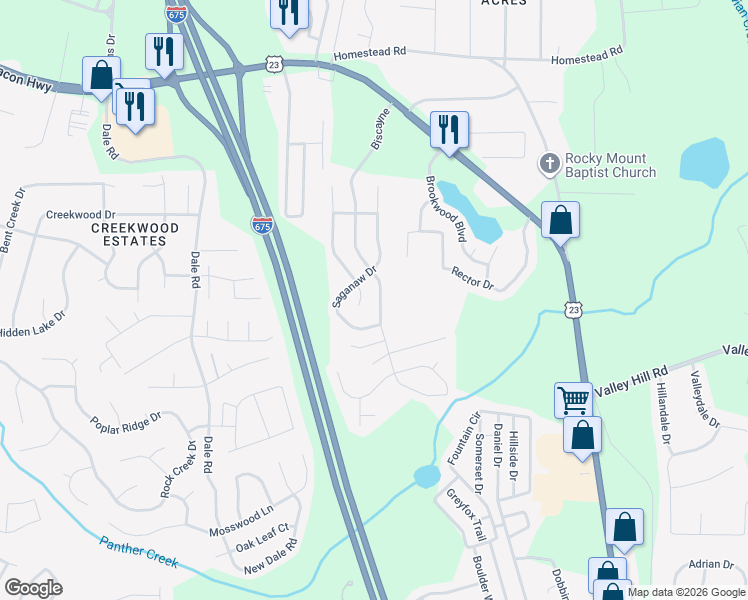 map of restaurants, bars, coffee shops, grocery stores, and more near 6764 Biscayne in Rex