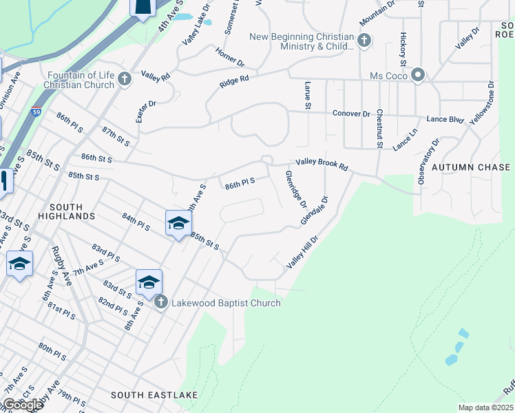 map of restaurants, bars, coffee shops, grocery stores, and more near 8657 9th Court Circle South in Birmingham