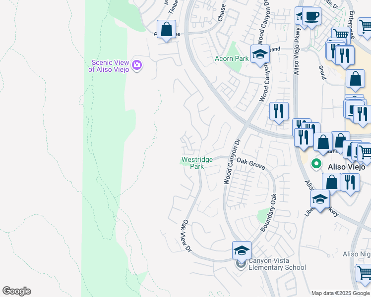 map of restaurants, bars, coffee shops, grocery stores, and more near 3 Vellisimo Drive in Aliso Viejo