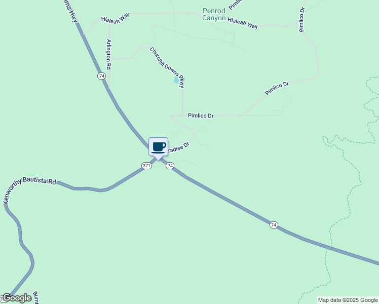 map of restaurants, bars, coffee shops, grocery stores, and more near 38180 Paradise Drive in Mountain Center